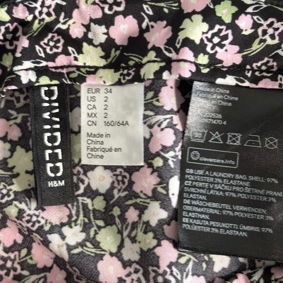 Floral Satin Slip Skirt Lace Slit Size 2 - Picture 5 of 6